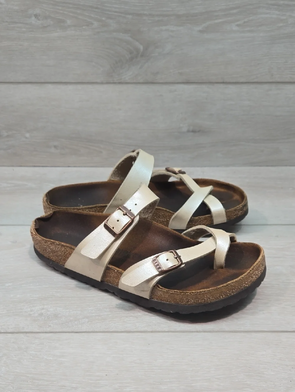 Birkenstock Women Mayari Loop Toe Cork Footbed Sandals Shoes Sz 37/6